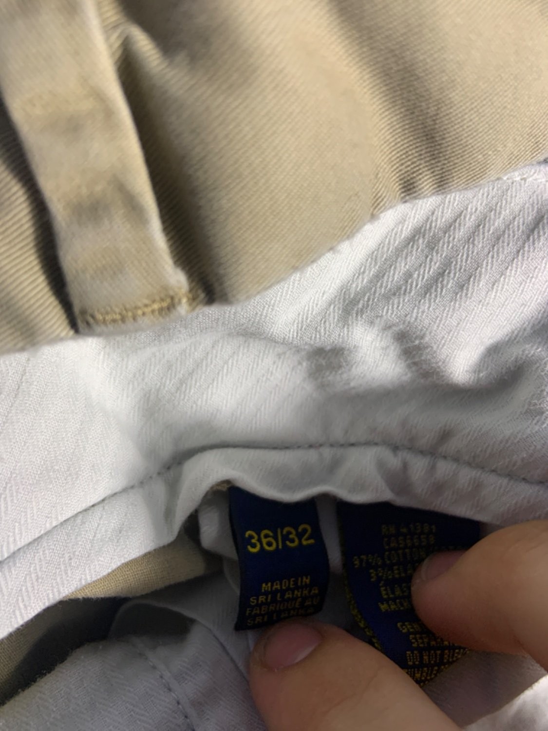 Polo Ralph Lauren Stretch Slim Fit, 36/32, Made IN Sri Lanka, 97% Cotton 3%