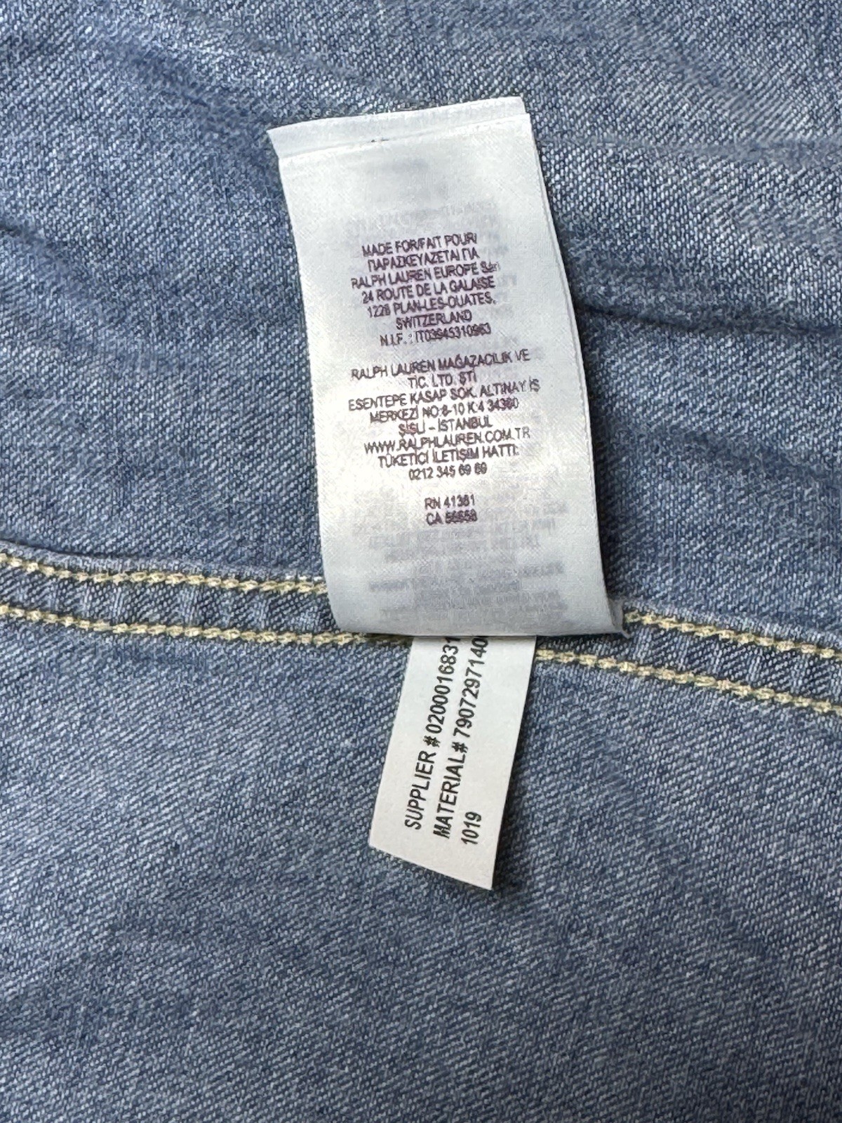 Ralph Lauren Purple Label Denim Western Shirt Size L — Mid Wash / Made In Italy