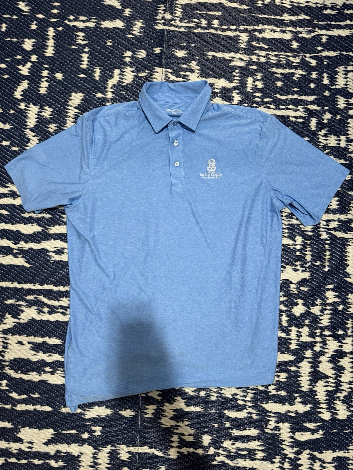 Straight Down Polo Mens XL Blue Performance The Ritz Carlton Half Moon Bay Golf