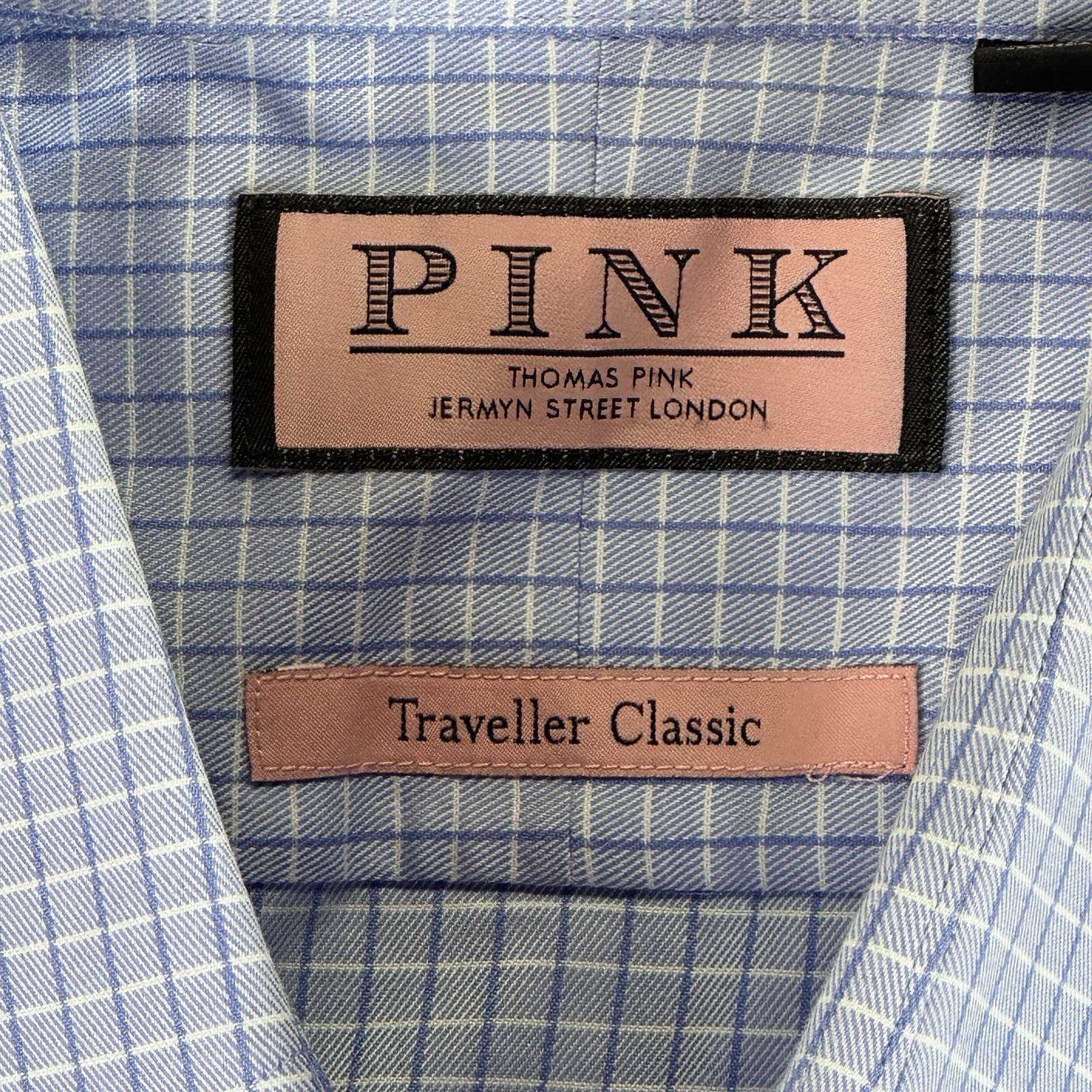 Thomas Pink Men’s Short Sleeve Button Down Check Pattern Size 17 1/2-35 1/2
