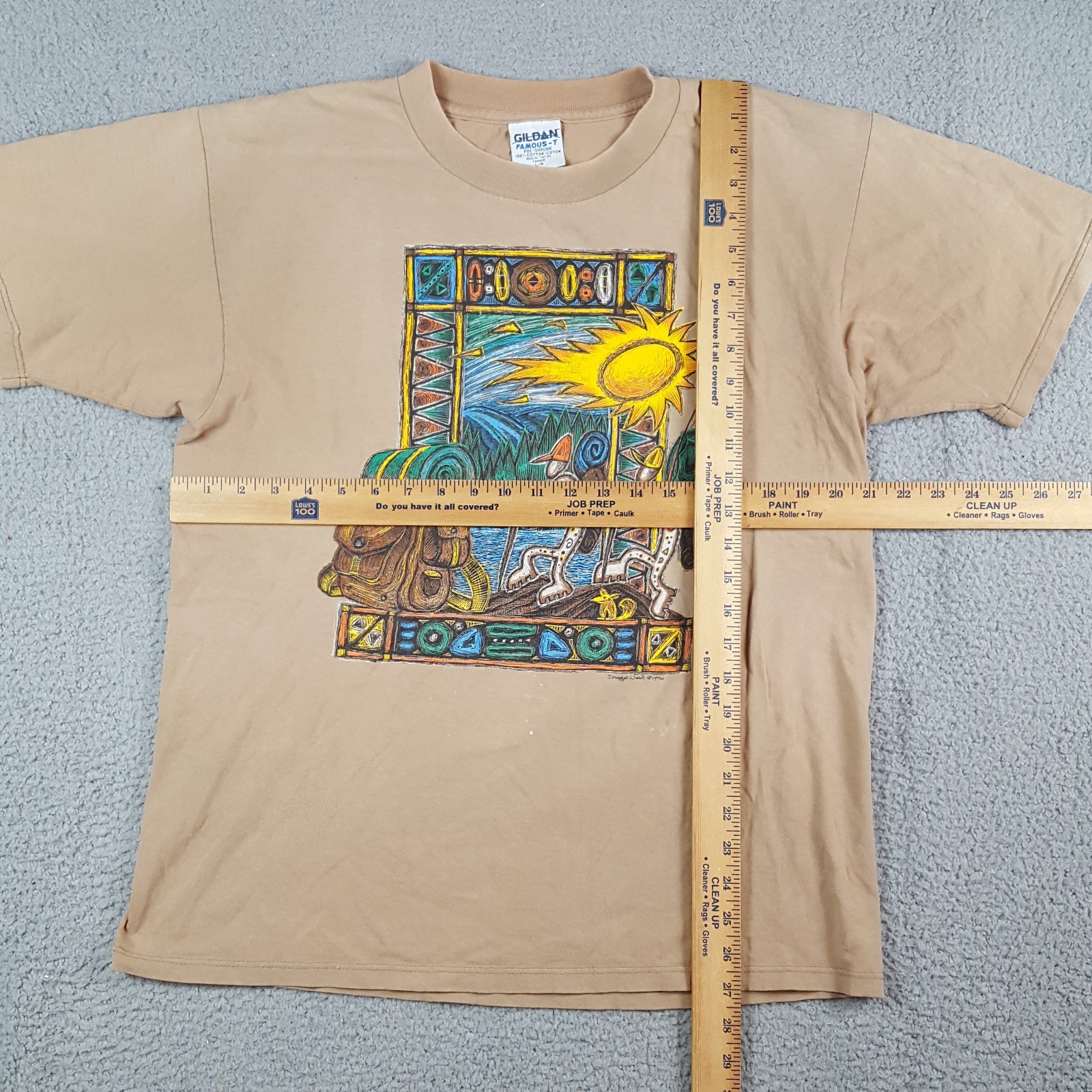 Vintage 90s Outdoor Hiking Backpacking Art Men’s Size L Camping Nature T Shirt