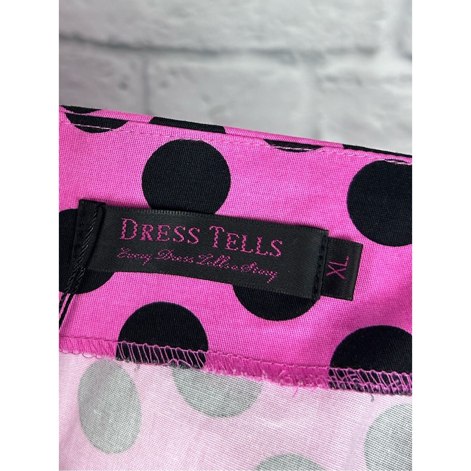 Dress Tells Pink Black Polka Dot Halter Dress XL Retro Pinup Rockabilly