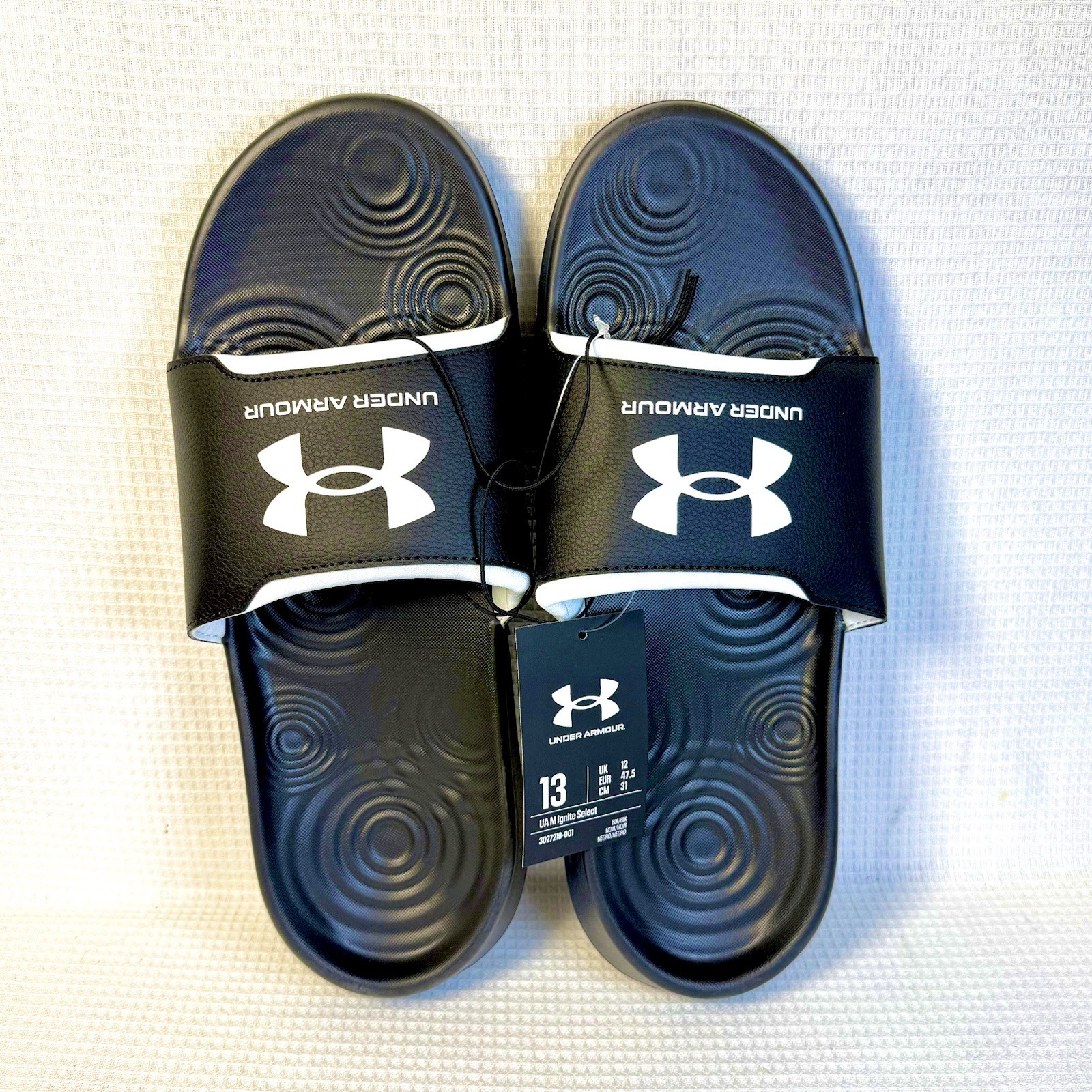 Under Armour Ignite Select Slide Sandal – Black / White Size 13 – NEW