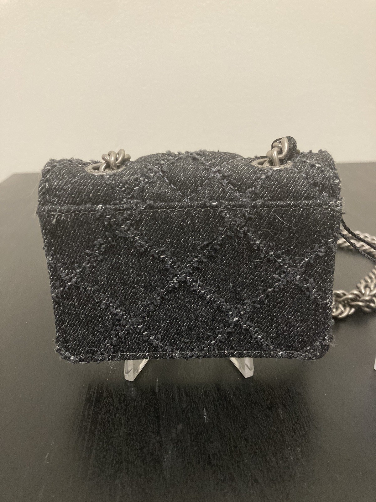 Kurt Geiger London Mini Brixton Denim Black Lock Bag Crossbody with Tag
