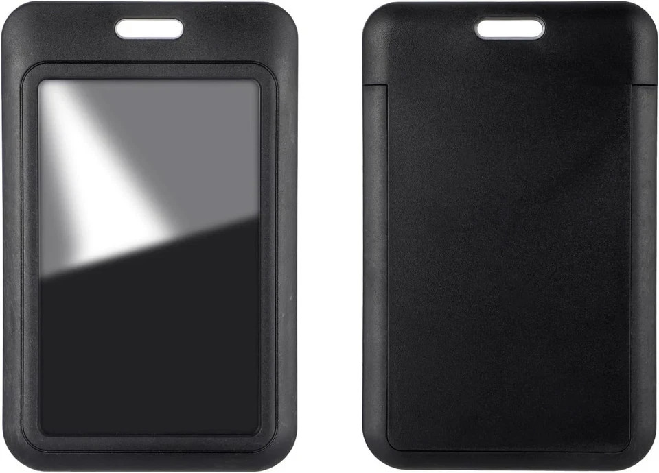 1 Pack Sliding Black ID Badge Holder, Heavy Duty Plastic ID Badge US#1