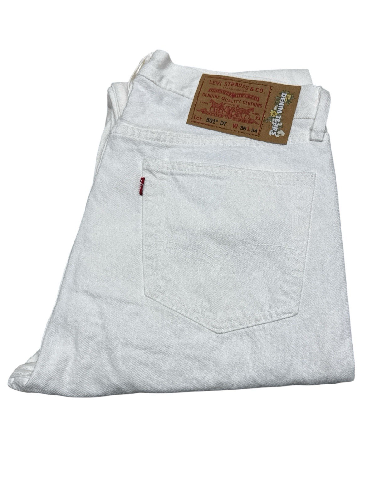 Denim Tears x Levis 501 Jeans Button Fly Off White 36×34 Big E NWOT DT501 XX