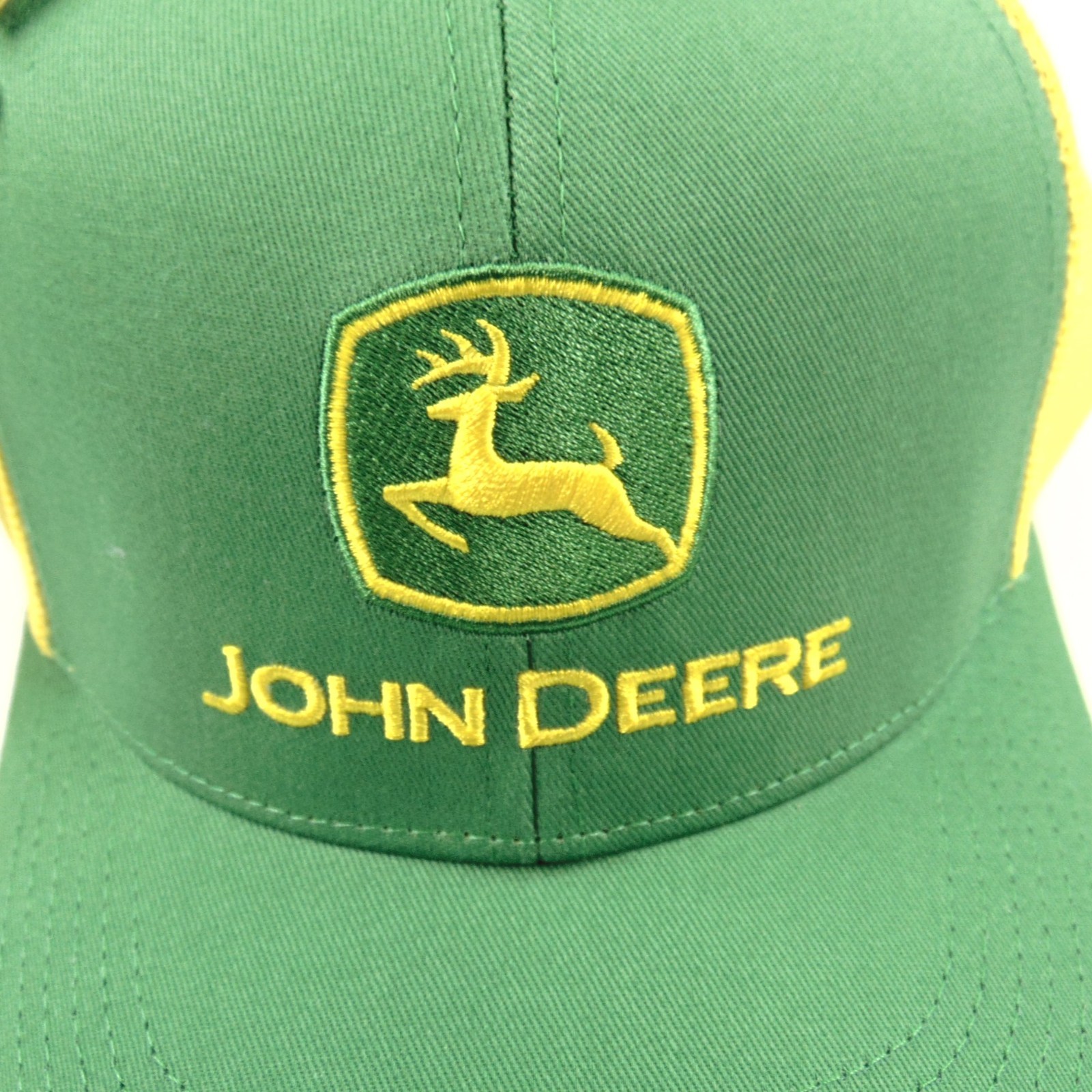 John Deere Trucker Hat Green Yellow Mesh Snapback Adjustable Embroidered Cap New