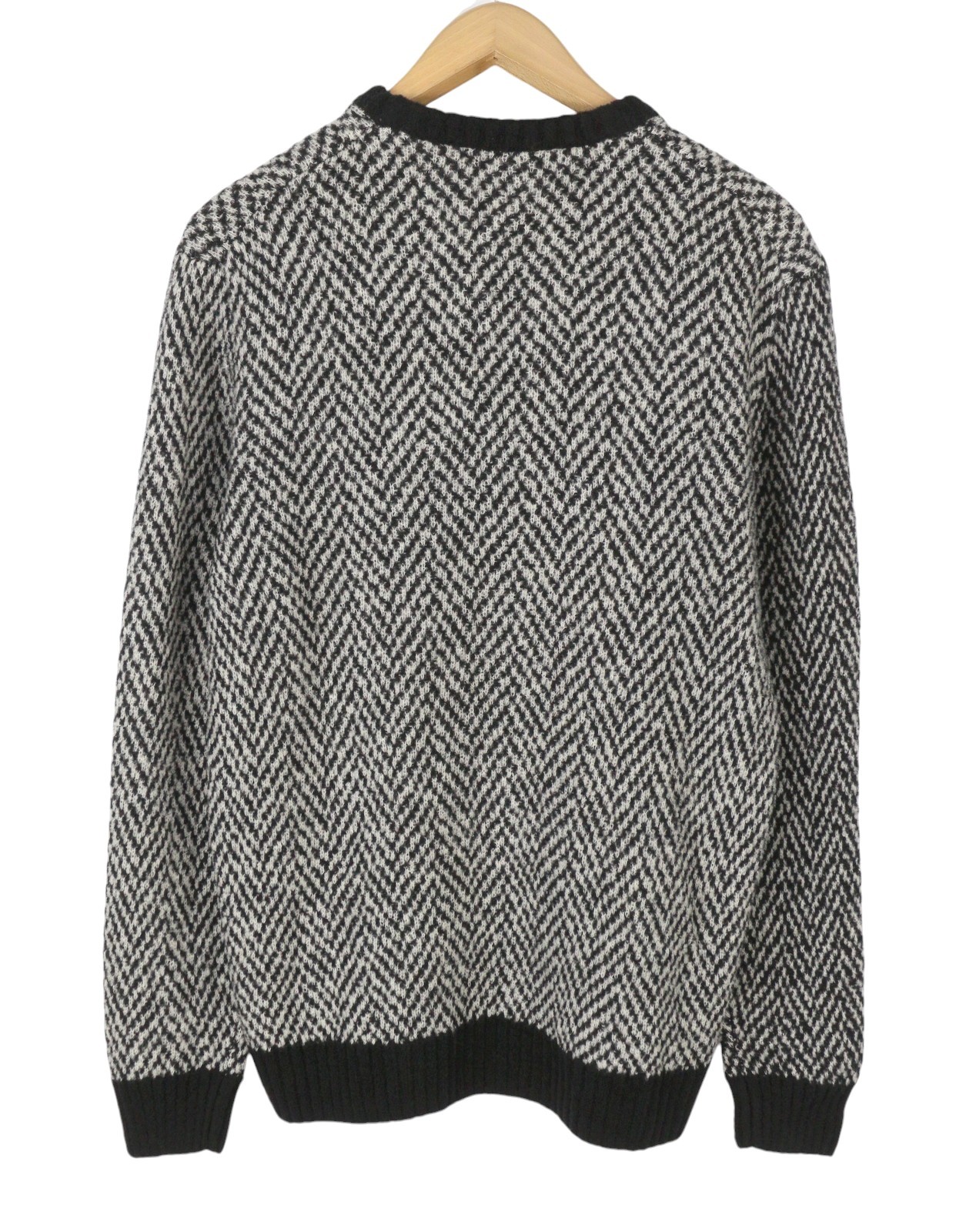 FILIPPO DE LAURENTIIS Men Jumper IT52 L Black Patterned Merino Wool Blend Knit