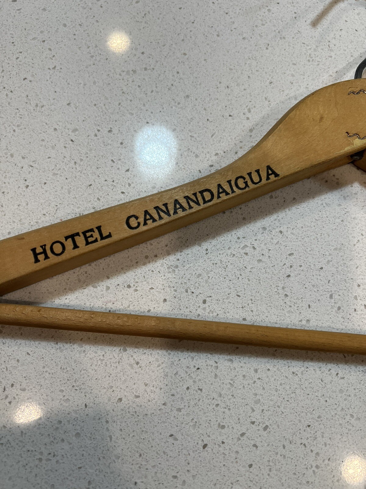 Vintage HOTEL CANADAIUGA NY Pants Shirt Coat Suit Wood Wooden Hanger