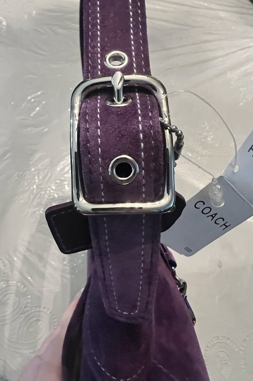 VINTAGE COACH HAMPTONS PLUM SUEDE LRG HOBO BAG-CARE KIT-DUST BAG & BOX NEW TAG