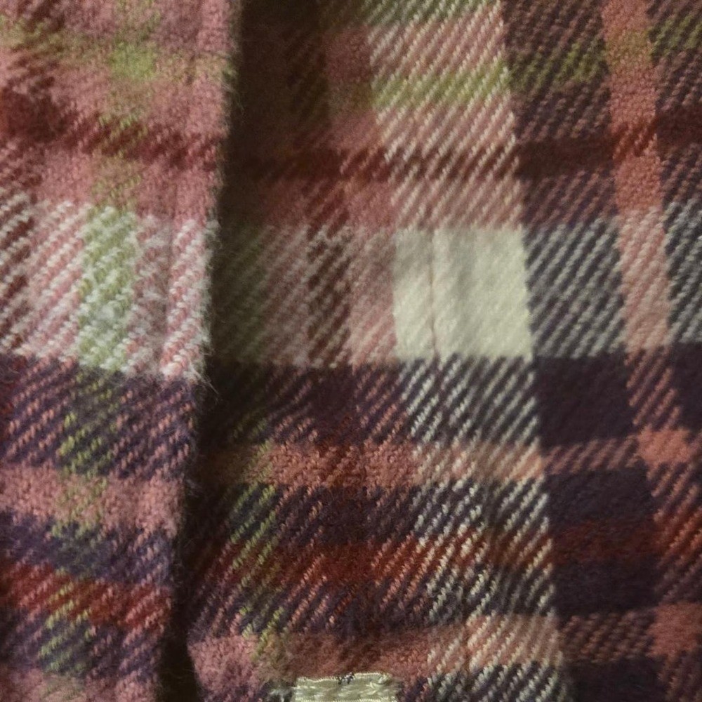 Woolrich Pemberton Flannel Shirt Womens XL Pink Purple Plaid Down Long Slv