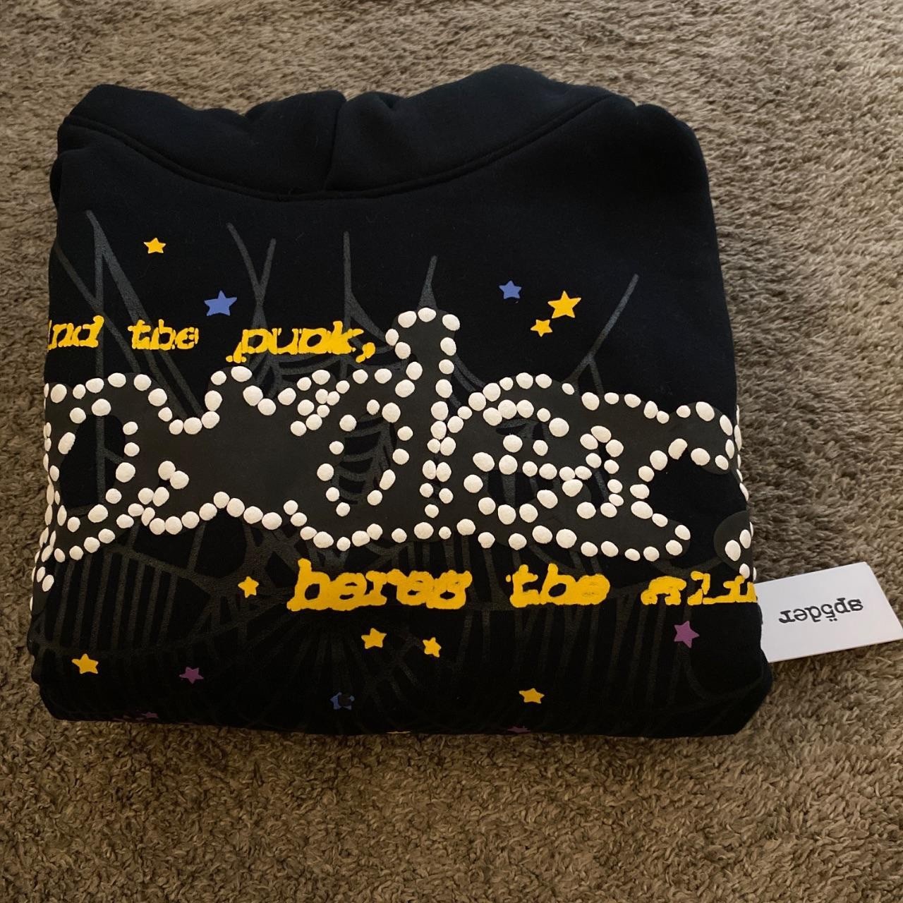 Sp5der Black Puff Print Pullover Hoodie w/ Pockets Size S