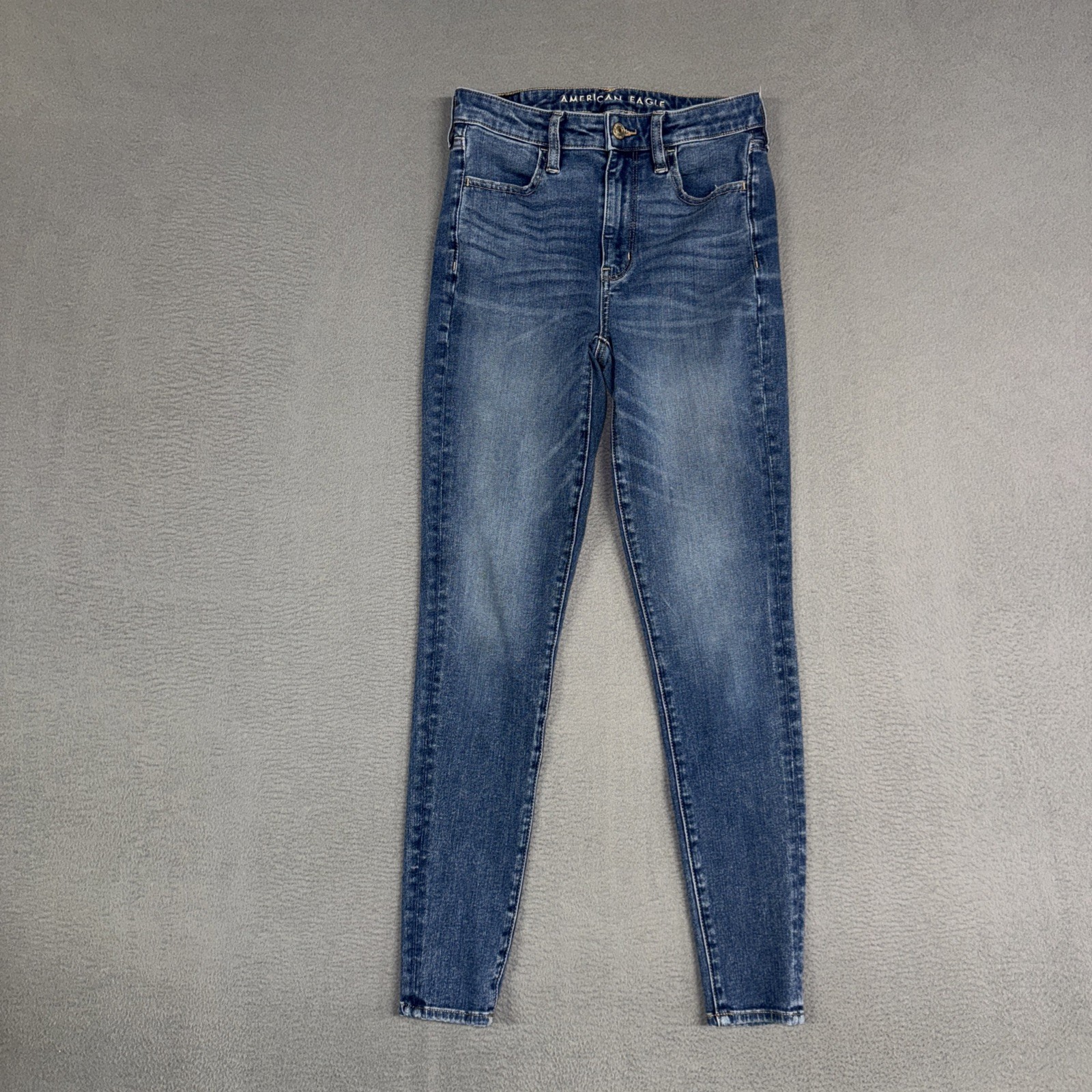 American Eagle Jeans Womens 2 Blue Hi-Rise Jegging Stretch Distressed Denim