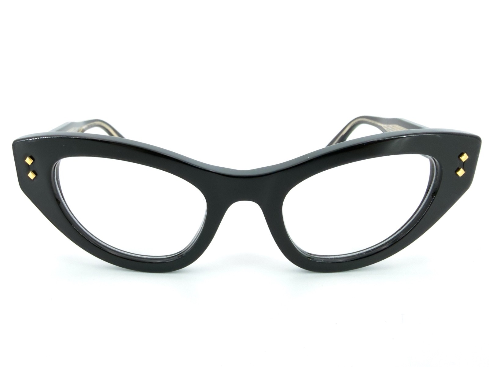 Gucci GG1083O Eyeglasses FRAMES 001 Gloss Black 49[]22-145 Gold Cat Eye M650