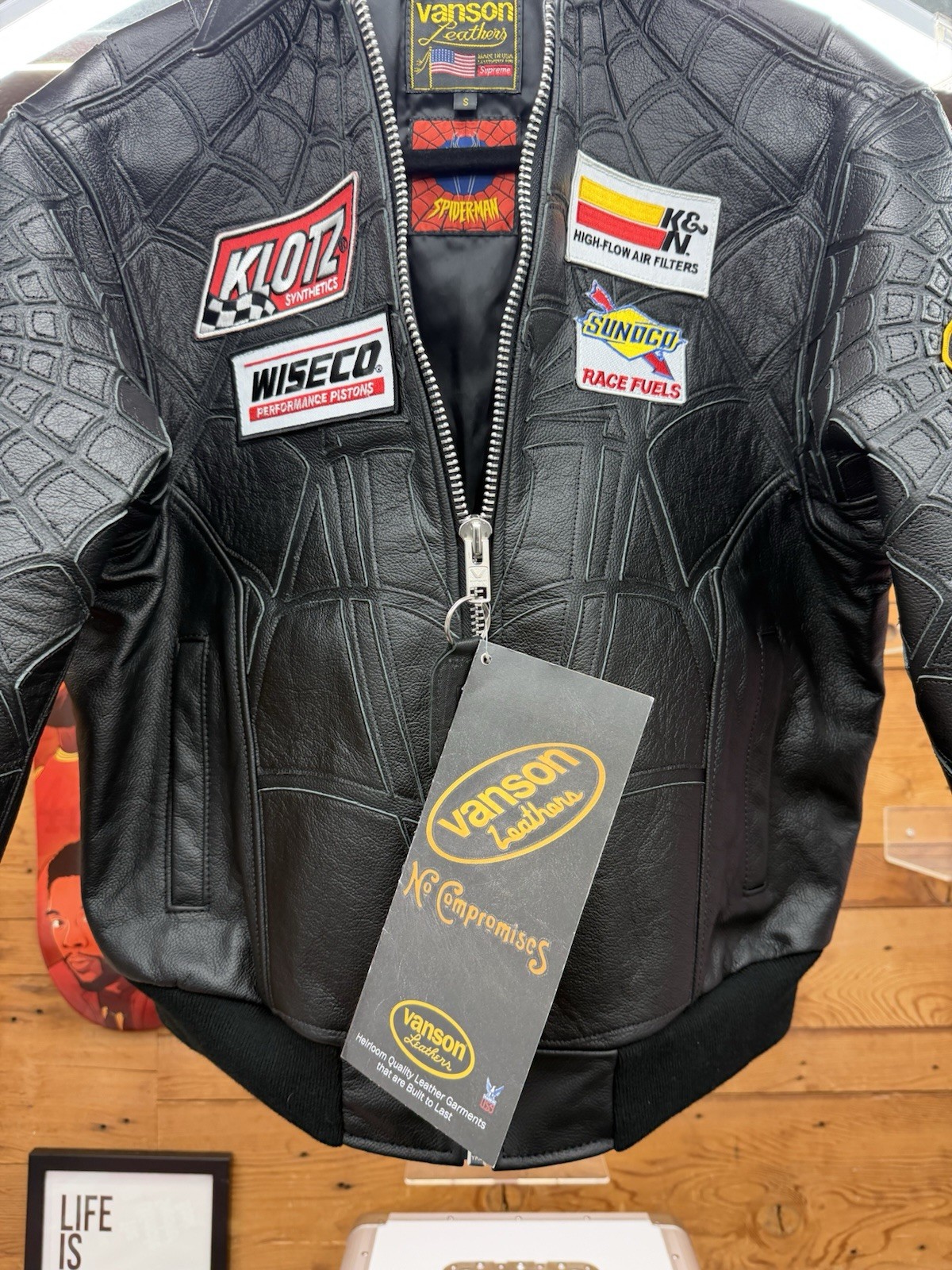 Supreme X Vanson Leathers Spider-Man Jacket Black Small