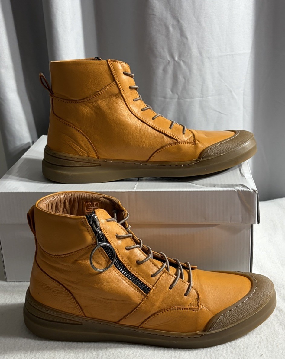 MIA Sheridan Leather High Top Ankle Boots Orange Side Zip Alba Women’s 8.5