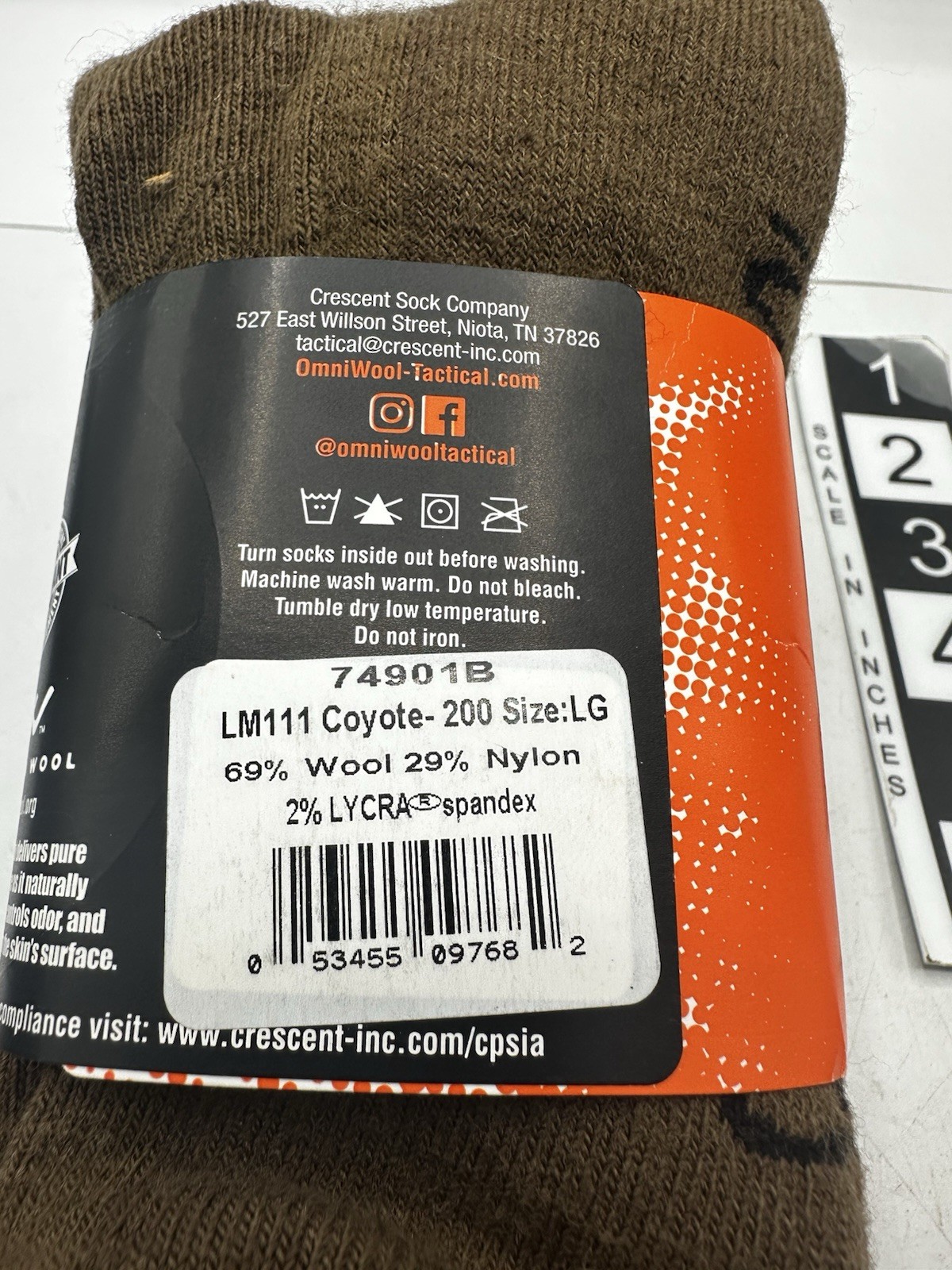 Omni Wool RB-1 Recce Tactical Socks Brown Large Mens 9-12 Medium Weight