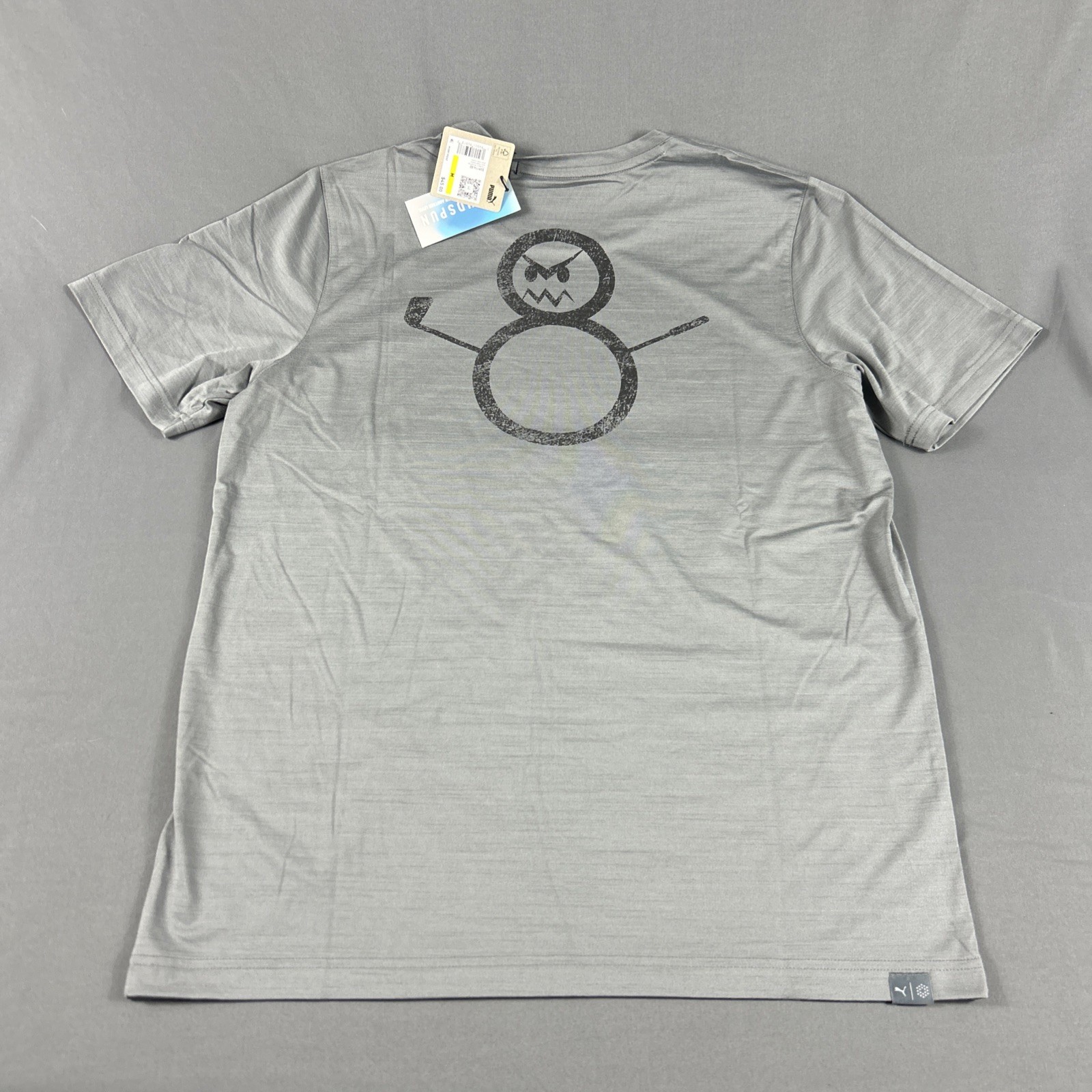 Puma Golf Shirt Tee T-Shirt Cloudspun H8 Print Medium Gray Polyester MSRP $45