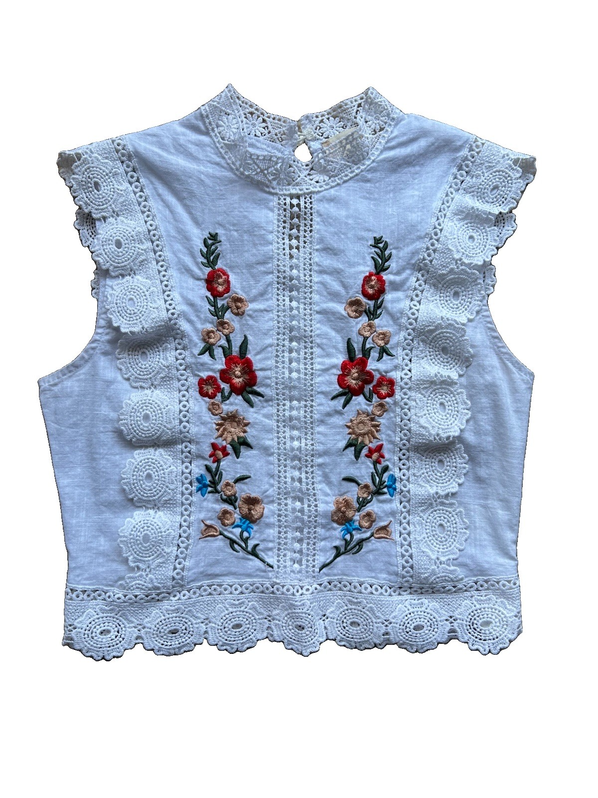 Altar’d State Floral Embroidered Lace Top XS Boho Cottagecore Fairycore Folk
