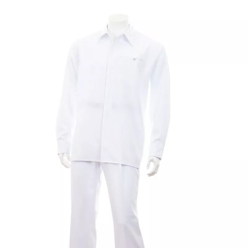 Men’s 2pc Walking Suit Long Sleeve Casual Shirt & Pants Set Solid Color