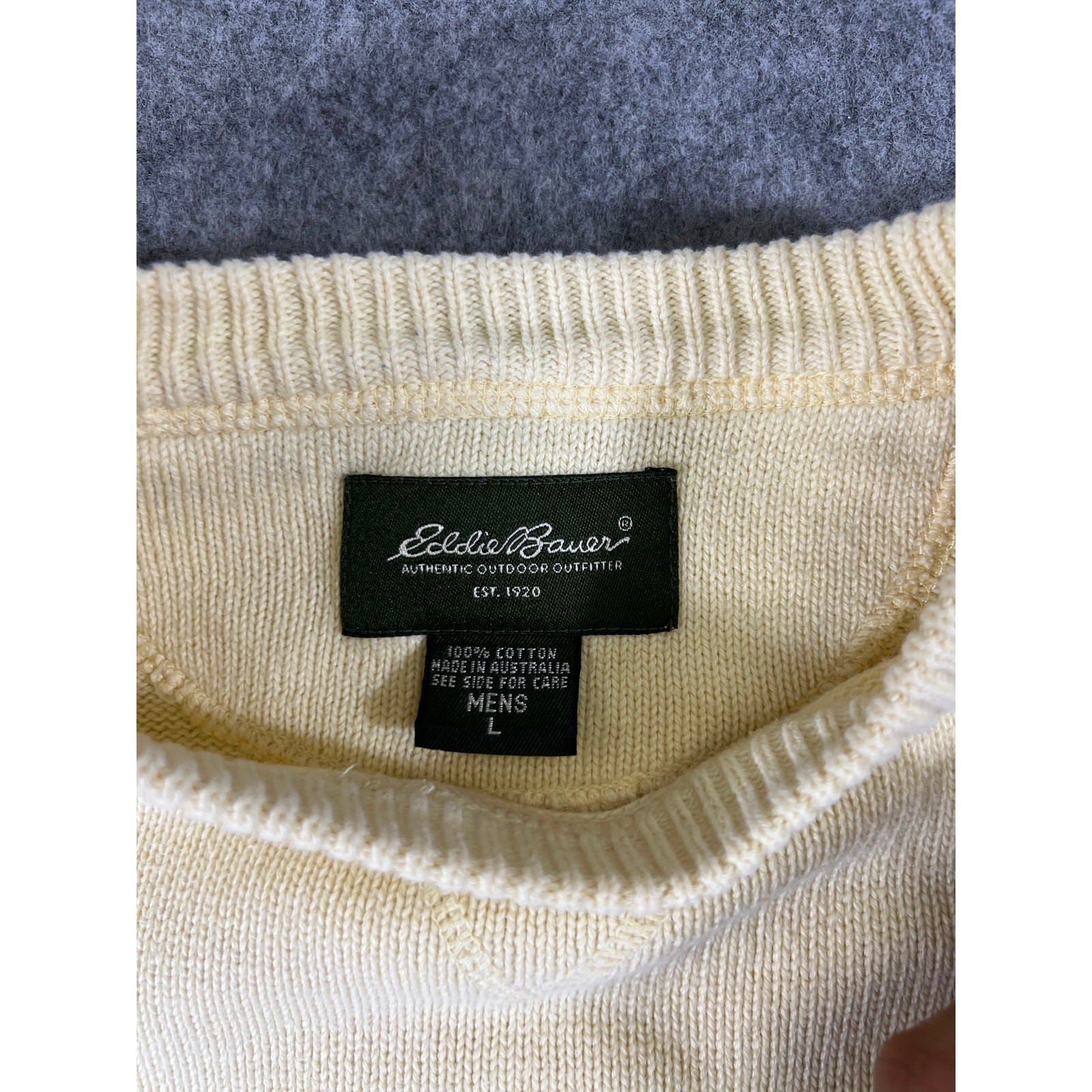 Eddie Bauer Sweater Mens Large Yellow Long Sleeve Minimalist Old Money Outdoor