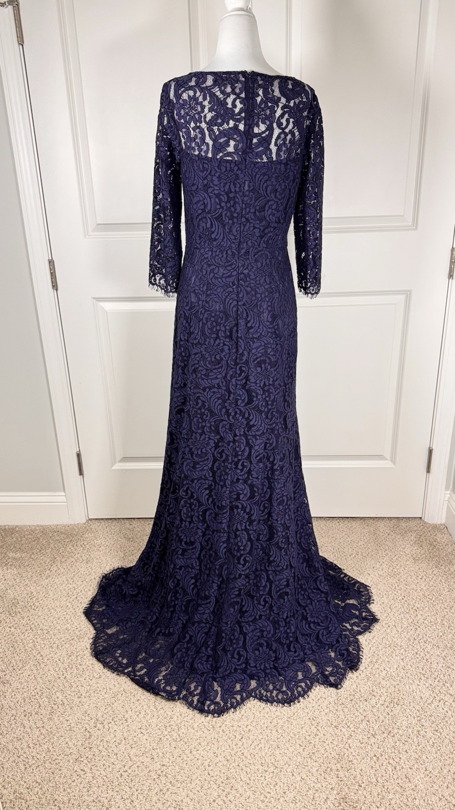 Navy Lace Formal Evening Gown Maxi Dress Mermaid Mother Of Bride Gala Elegant