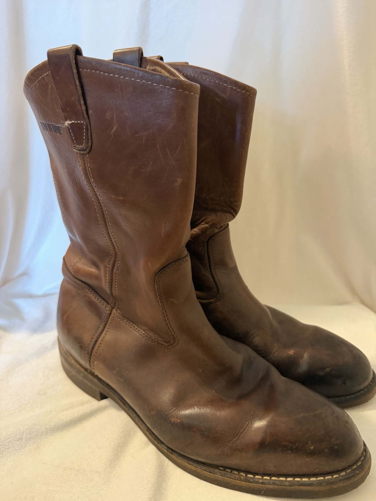Wolverine Mens Slip & Oil Resistant Brown Leather Work Boots Size 12