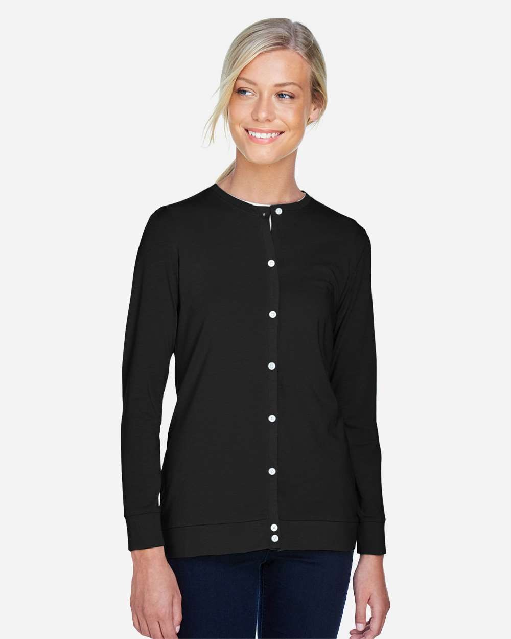 🔥 Devon & Jones Women Perfect Fit Ribbon Cardigan Shirt Up To 3XL DP181W