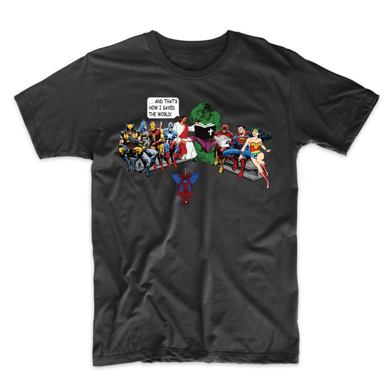 Jesus And Superheroes Thats How I Saved The World Funny T-Shirt
