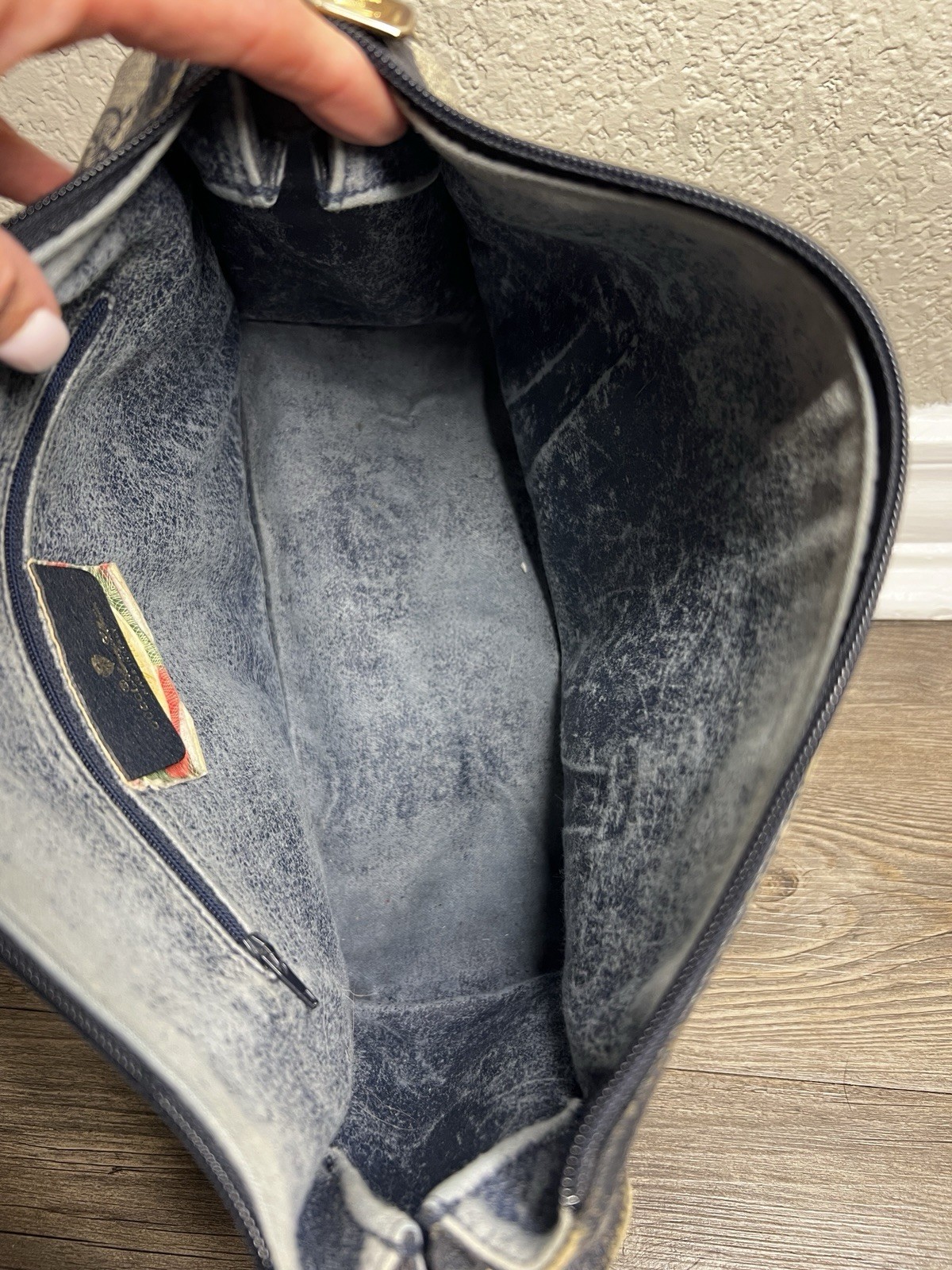 Vintage Gucci GG Supreme Monogram Small Top Handle Tote Navy Italy