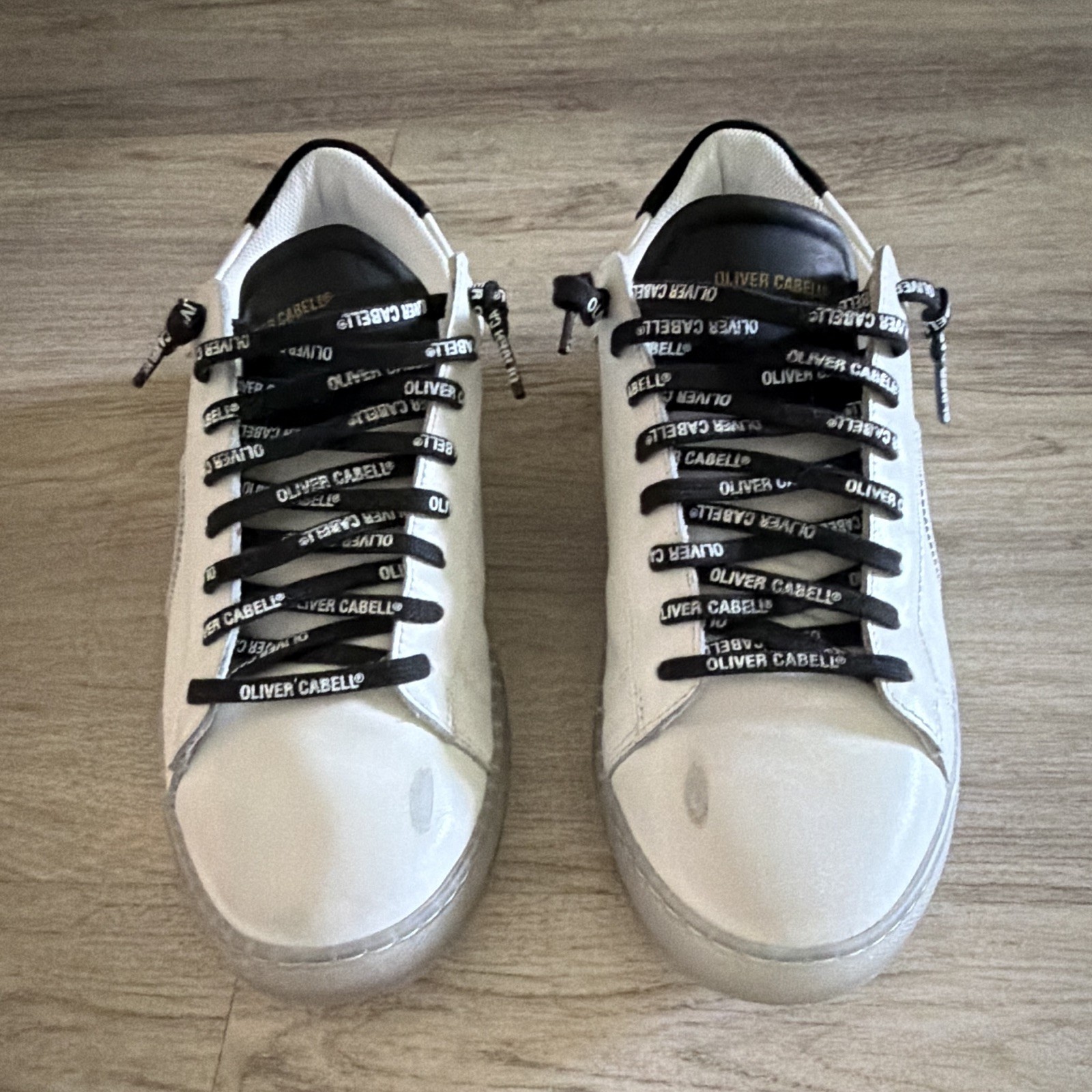 Oliver Cabell Yin Yang Men’s Leather Low-Top Lace-Up Sneakers White/Black 10