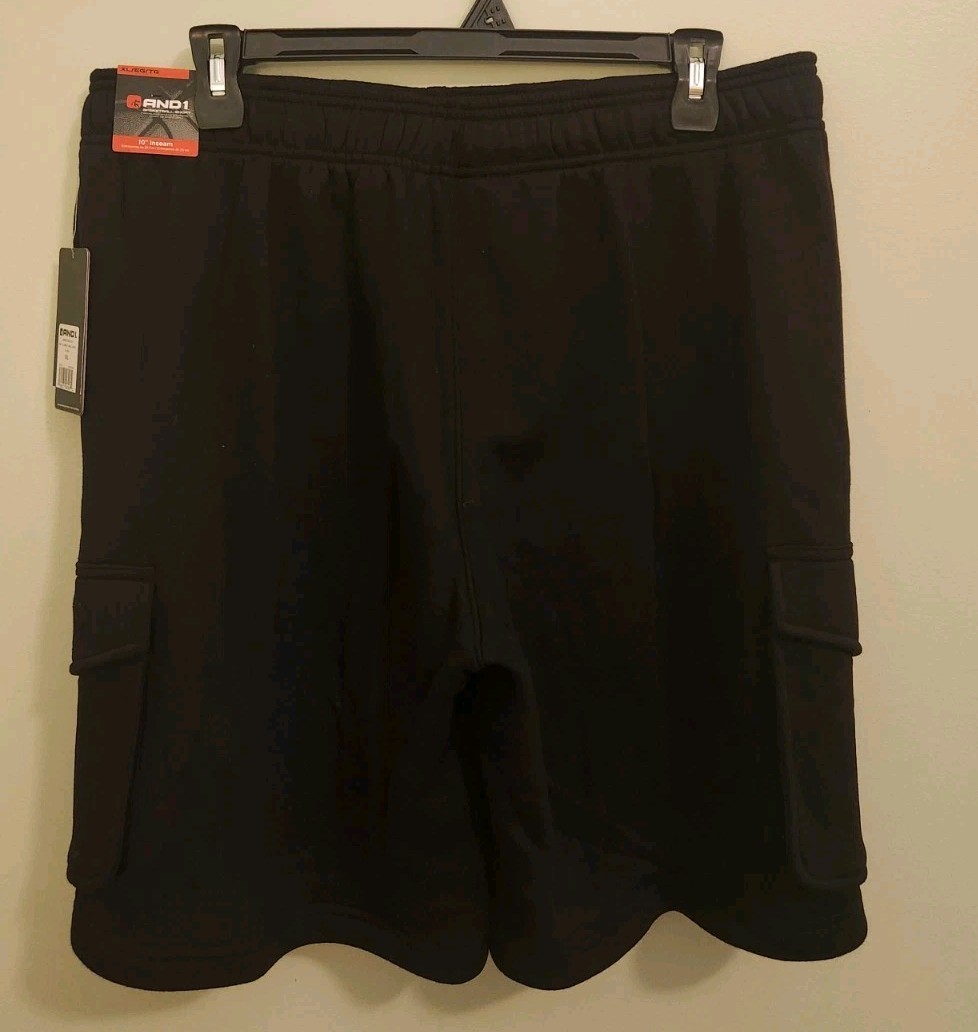 AND1 Men’s Ultimate Fleece Cargo Basketball Shorts 10″ Inseam BLACK #10725