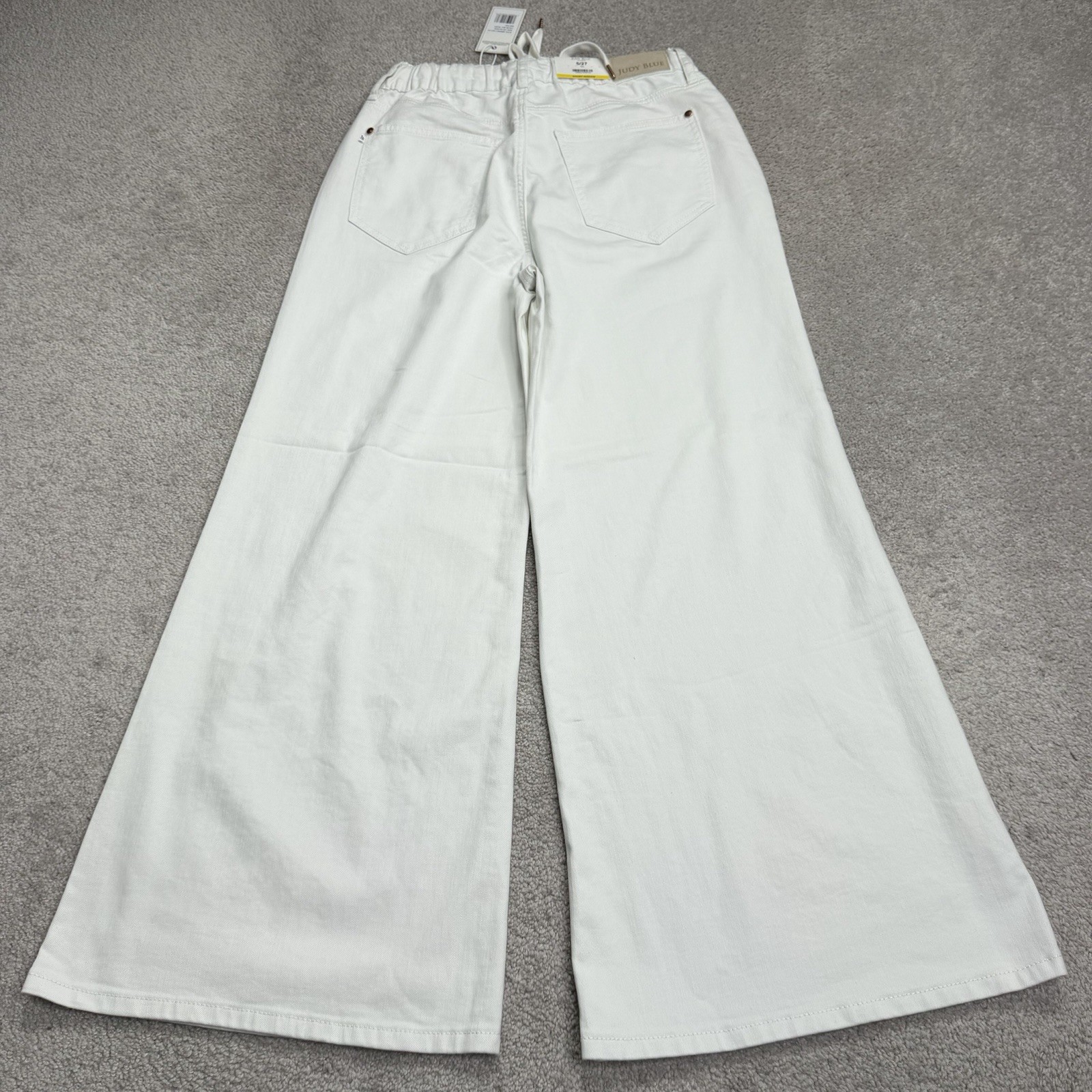 Judy Blue Jeans 5/27 Short White Palazzo Fit Wide Leg Drawstring Stretch NWT