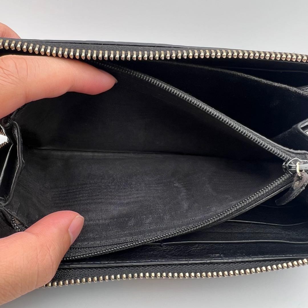 Gucci GUCCI Long Wallet Round Zipper GG Embossed Plate Logo