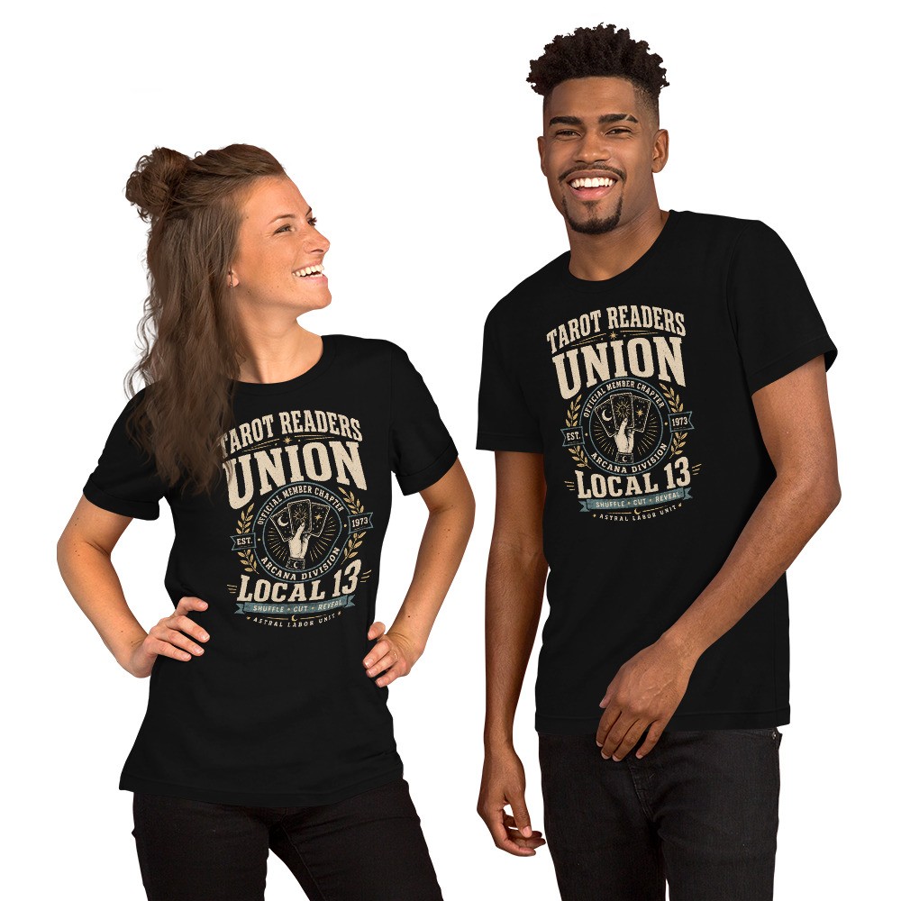 Tarot Readers Union Local 13 T-Shirt Witchy Tarot Card Reading Tee Black XS-5XL