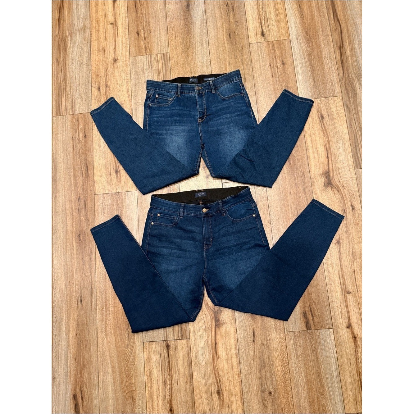 Curve Appeal Bundle (2) High Rise Skinny Jeans 14/32 Stretch Dark Wash