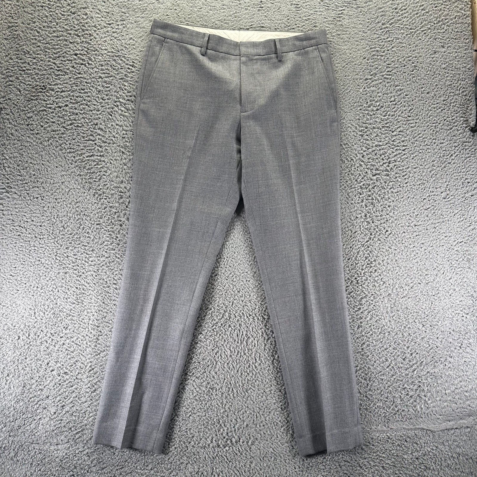 J.Crew Bowery Pant Men 34×32 Gray Wool Dress Tapered Slim Business Office Career