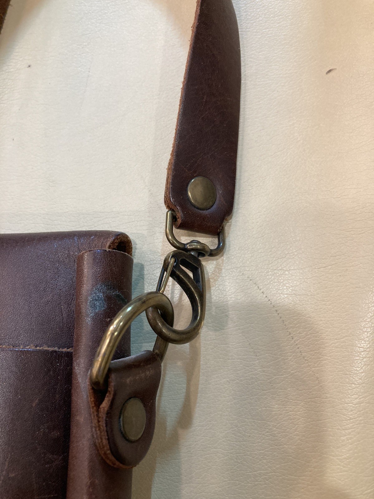 Full Grain SADDLEBACK LEATHER Co. Brown Crossbody Bag Fold Over, Brass Accent