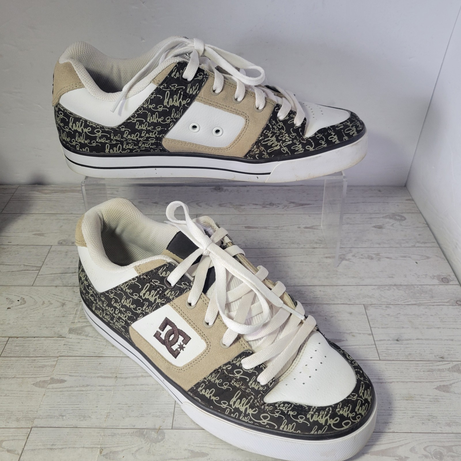 DC Pure Skate Shoes – Tan/Off White/Black Size 11