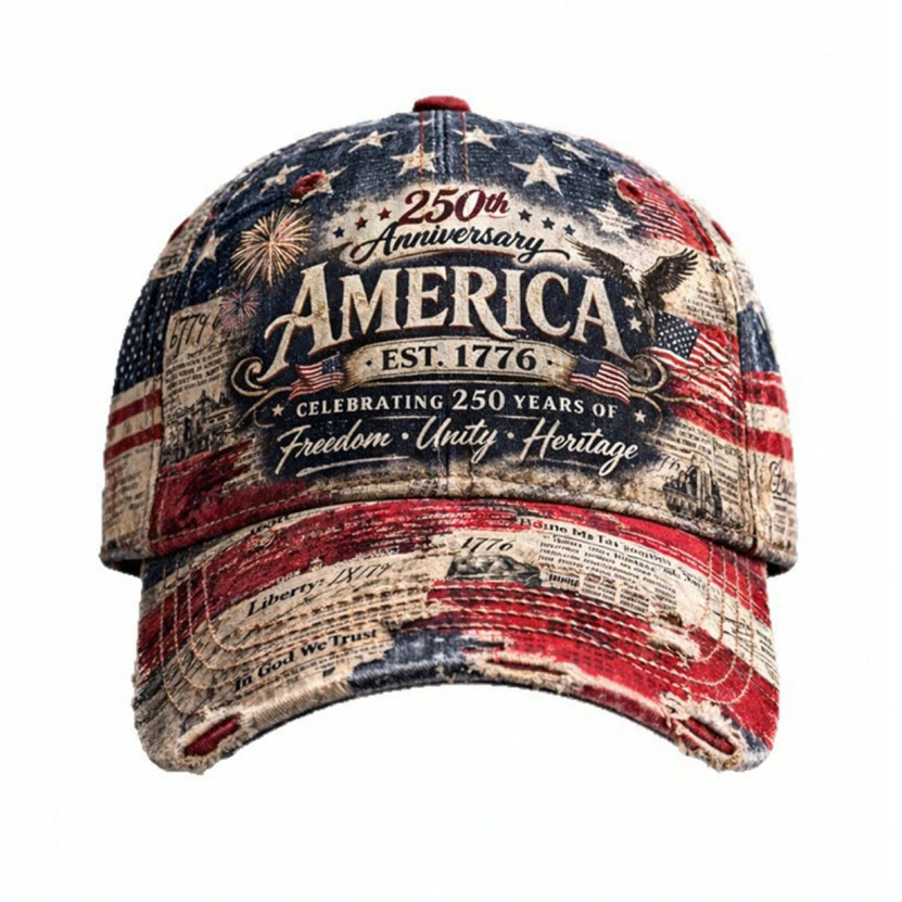 USA 250th Anniversary Hat 1776-2026 Patriotic American Flag Cap