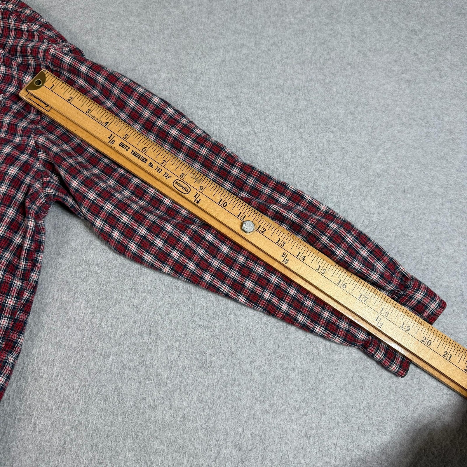 Vintage OshKosh Shirt Woman Large Red Plaid Button Western Flannel Heritage USA
