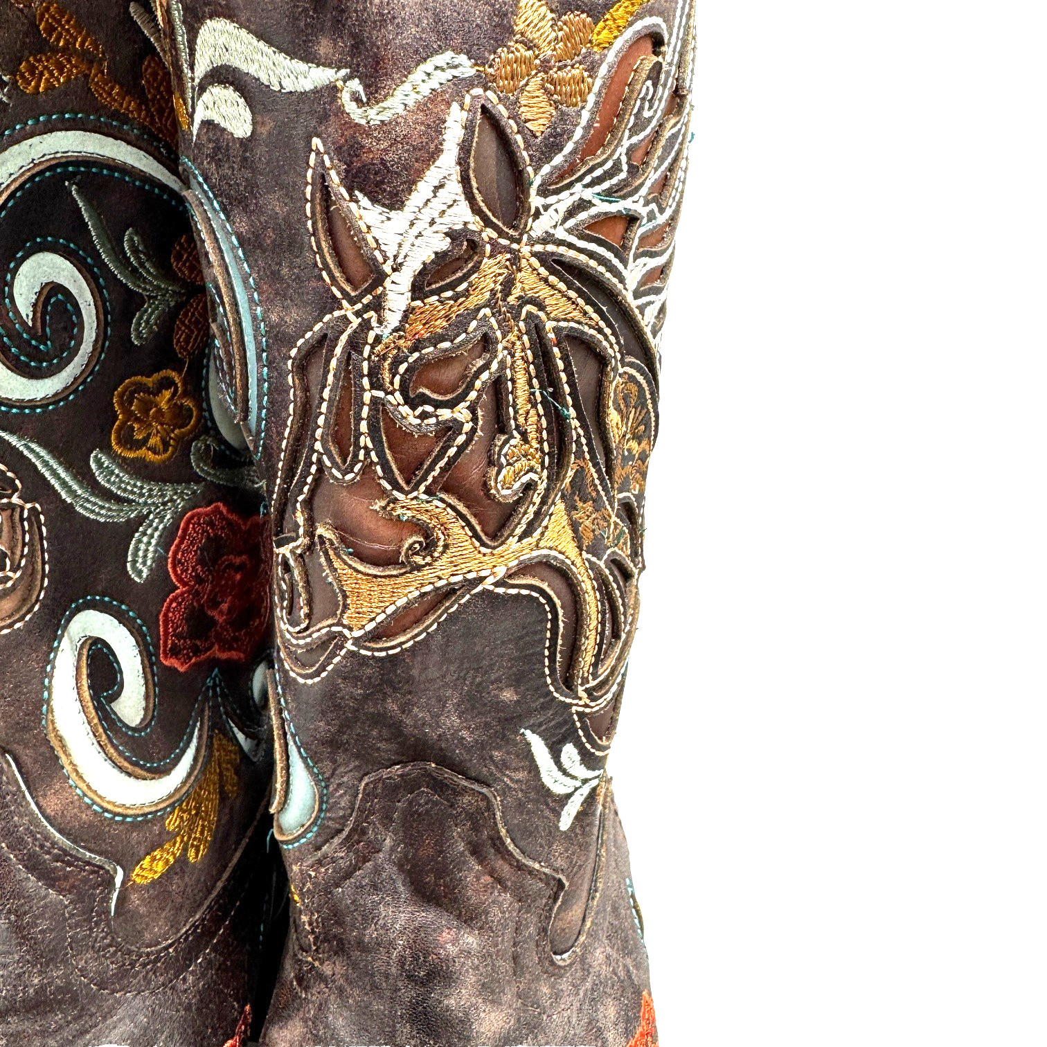 NEW Corral Women’s Floral Horse Inlay Tall Western Boot Square Toe 8 1/2 M -4267