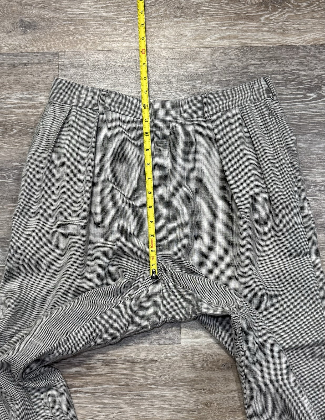VTG Polo Ralph Lauren Pants Men 32×31*Gray Check Pleated Cuff Made in Italy READ