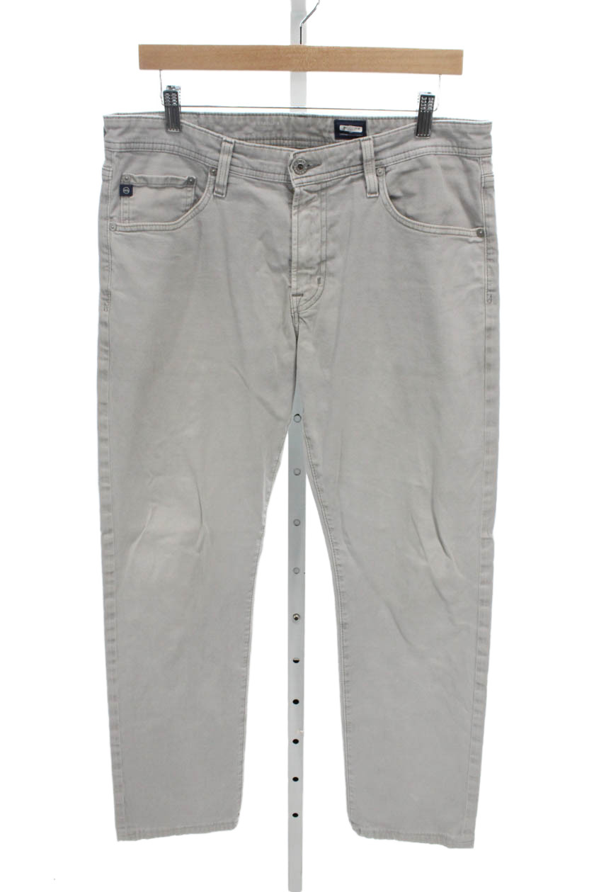 AG Mens Chino Pants Gray Designer 97% Cotton 3% Elastane Size 34