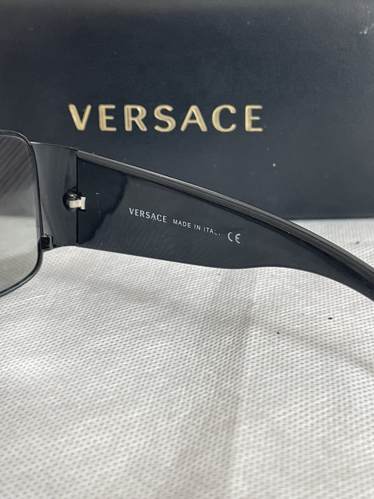 Versace Black Rhinestone Logo Sunglasses Bling Rare Designer Glasses Shades +Box