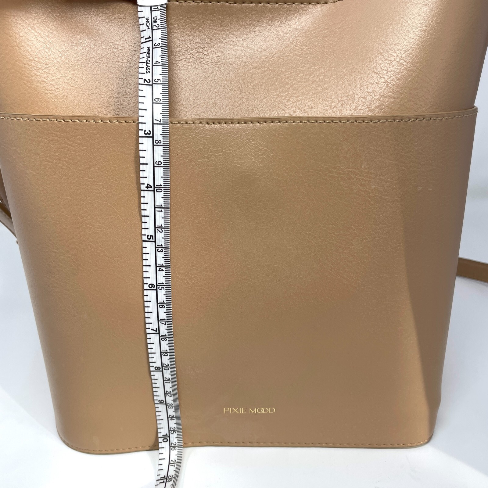 Pixie Mood Mag 10.25 x 11 Vegan Leather Crossbody Bag, Sand Color (flaws)