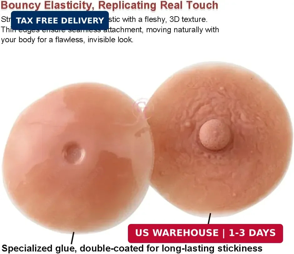 1 Pair Diameter 6cm Reusable Attachable Self Adhesive Silicone Nipple Realistic