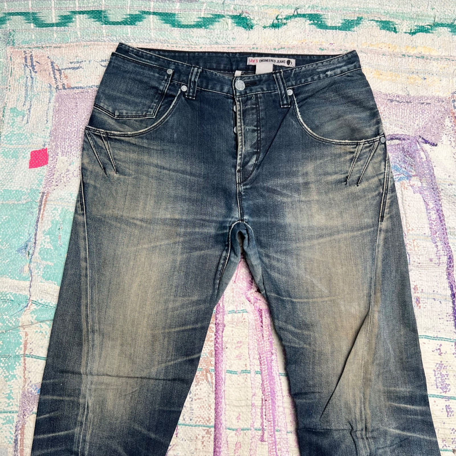 1999 Levi’s Engineered Jeans Straight Leg Twisted Seam Distressed Vintage 34×33