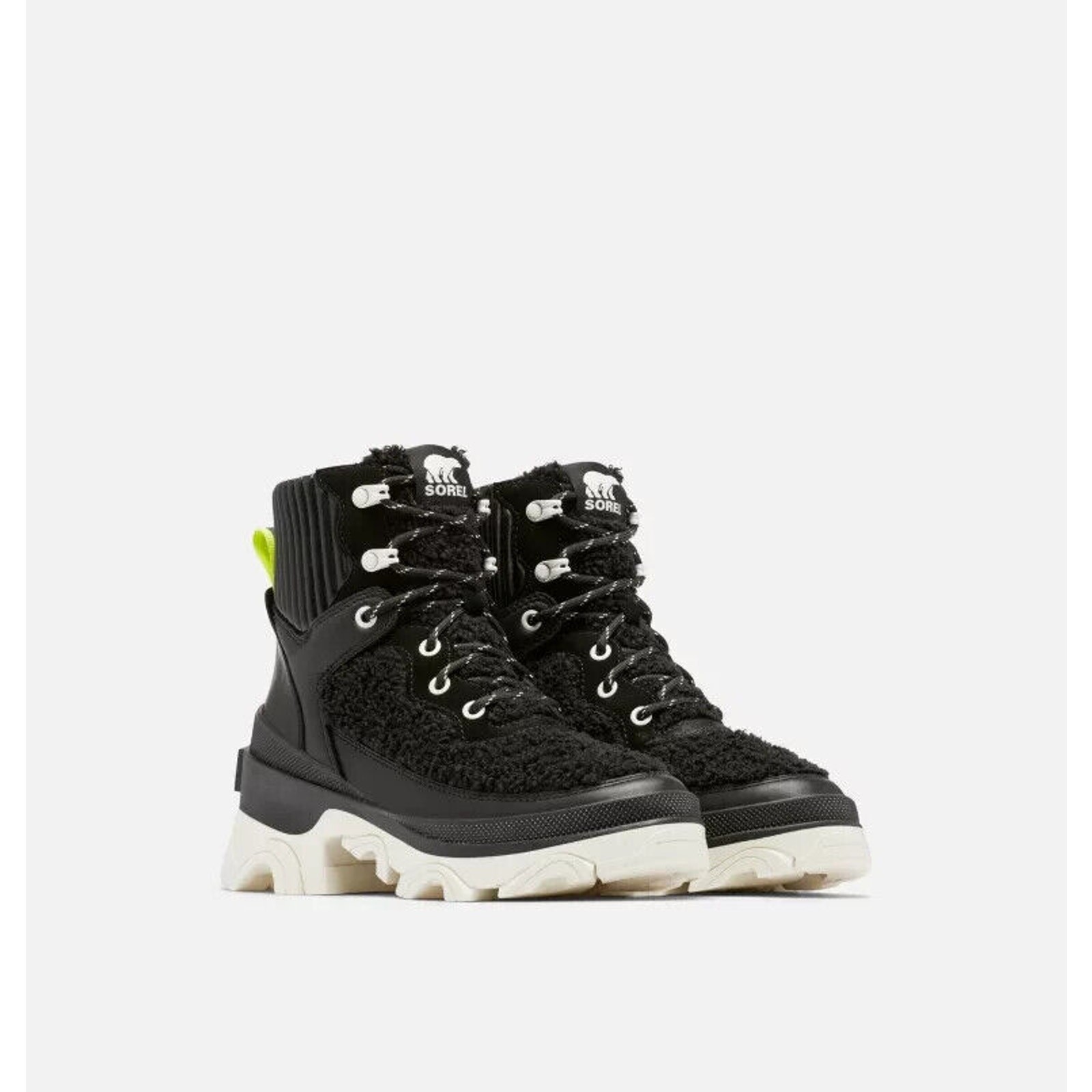 Sorel Brex Size 7.5 Ankle Boots Black Sea Salt Cozy Lace Waterproof NIB $210