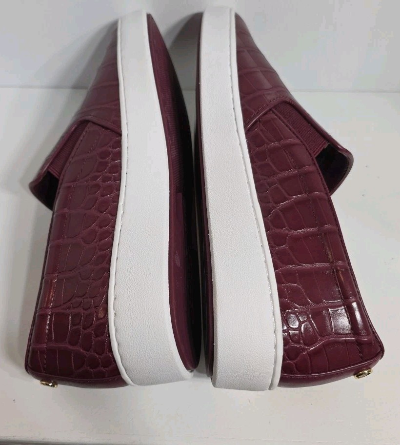 MICHAEL KORS KEATON Slip On Sneaker Crocodile Embossed Burgundy Women’s 9M EUC